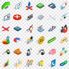 Poster - Deal icons set. Isometric style of 36 deal vector icons for web for any design