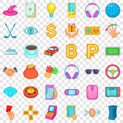 Poster - Gambling icons set. Cartoon style of 36 gambling vector icons for web for any design