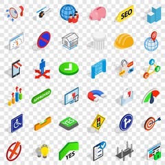 Poster - Decision icons set. Isometric style of 36 decision vector icons for web for any design