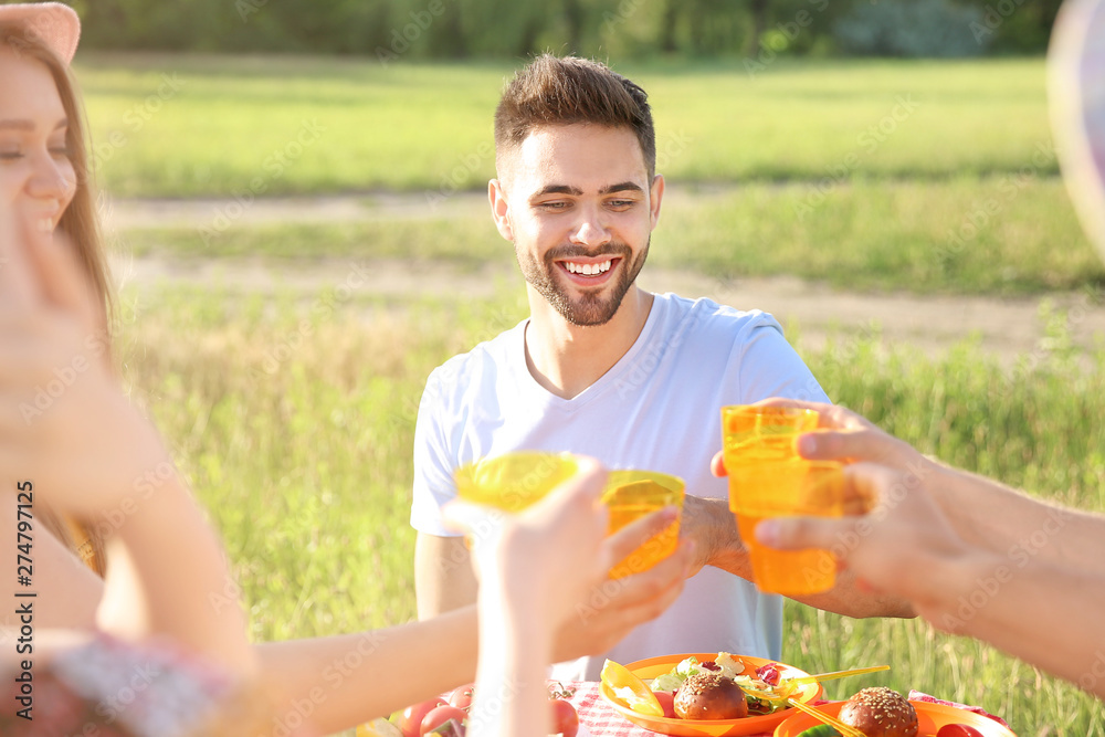 Friends at picnic on summer day
