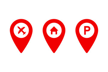 Poster - set of pointer icons or pins for map. sign of navigation or location isolated on white background. a