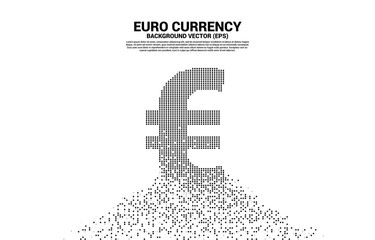 Poster - Vector money euro currency icon from pixel transform. Concept for digital financial network connection.