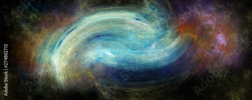 Extremely detailed and realistic high resolution illustration of two merging galaxies Fototapete