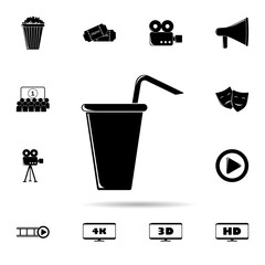Poster - beverage glass with a tube beverage glass with a tube icon. Universal set of cinema and teatr for website design and development, app development