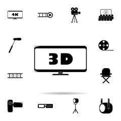 Poster - 3d sign in monitor icon. Universal set of cinema and teatr for website design and development, app development