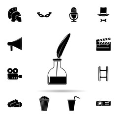 Poster - pen and ink icon. Universal set of cinema and teatr for website design and development, app development