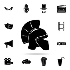 Poster - roman helmet icon. Universal set of cinema and teatr for website design and development, app development