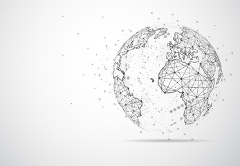 Poster - Global network connection. World map point and line composition concept of global business. Vector Illustration
