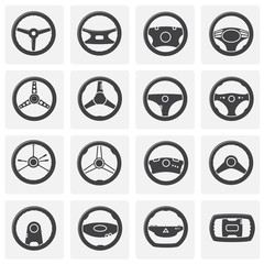 Poster - Steering wheel related icon set on background for graphic and web design. Simple illustration. Internet concept symbol for website button or mobile app.