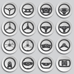 Poster - Steering wheel related icon set on background for graphic and web design. Simple illustration. Internet concept symbol for website button or mobile app.