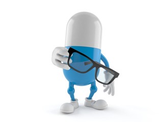 Poster - Pill character holding glasses