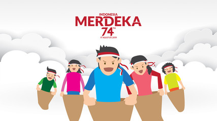 Poster - indonesia independence day sack race competition