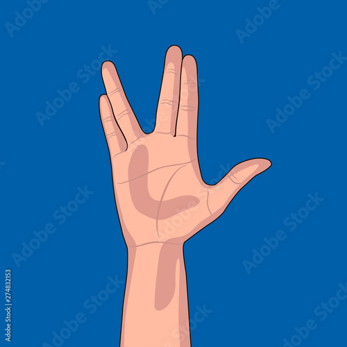 Cuadros en Lienzo Hand gesture on blue background
