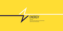Linear Image Of Lightning On A Flat Yellow Background With Text.