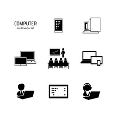 Poster - Computer - vector icon set.