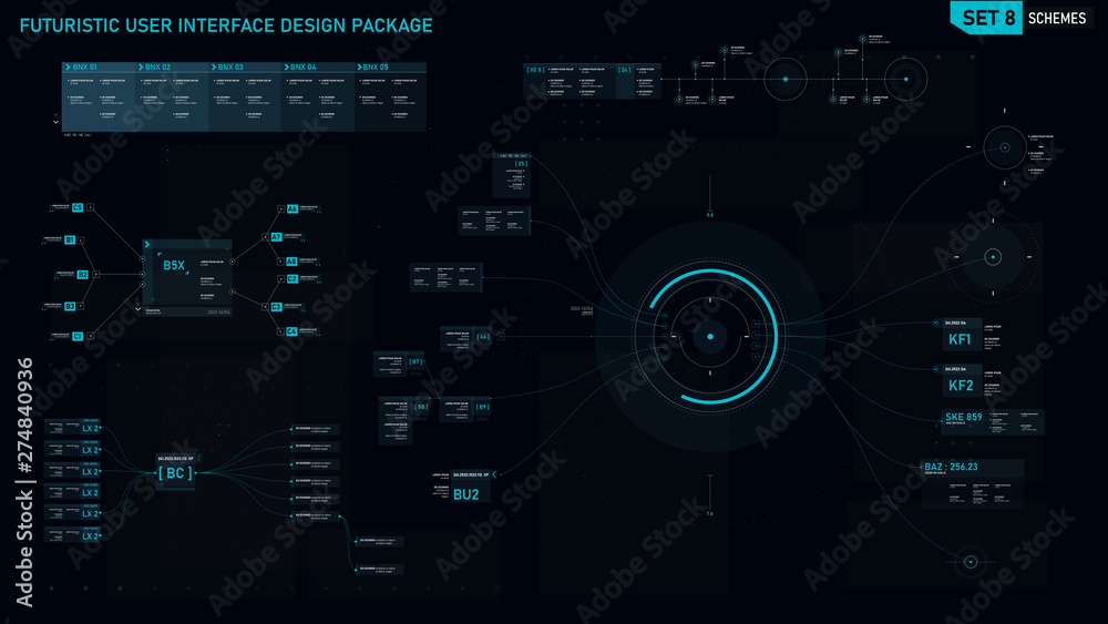 Futuristic user interface design element set 08 - obrazy, fototapety, plakaty 