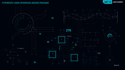 Poster - Futuristic user interface design element set 13