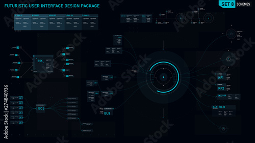 Fotomural Futuristic user interface design element set 08