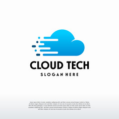Sticker - cloud tech logo designs concept vector, fast cloud logo symbol