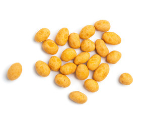 Wall Mural - Crispy peanut isolated on white background.