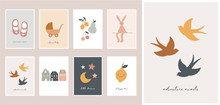 Baby, Children, Little Kids Cards, Posters In Simple, Clean Modern Style. Perfect For Nursery Decor, Fashion Design