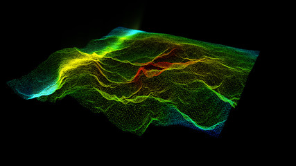 Fototapete - Futuristic Holographic Terrain environment, geomorphology, topography and digital data telemetry information display motion graphic user interface head up display screen