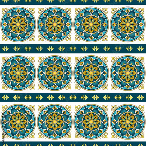 Mexican Tile Pattern Vector Seamless With Border Ornament