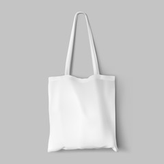 textile tote bag for shopping mockup. vector illustration isolated on grey background. can be use fo