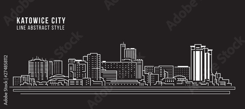 Dekoracja na wymiar  cityscape-building-line-art-vector-illustration-design-katowice-city