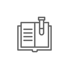 Poster - Book, flask icon. Element of bio engineering illustration. Thin line icon for website design and development, app development. Premium icon