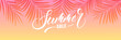 Summer sale banner. Palm leaves tropical wallpaper. Summer trendy design for ad, invitation, flyer, poster, web banner.