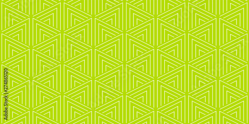 Summer background geometric triangle pattern seamless lemon green and white.