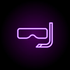 Poster - mask for diving neon icon. Elements of hotel set. Simple icon for websites, web design, mobile app, info graphics