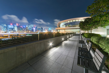 Poster - Public park in midtown of Hong Kong city at night
