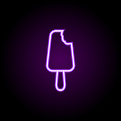 Poster - bitten ice cream on a stick neon icon. elements of web set. simple icon for websites, web design, mo