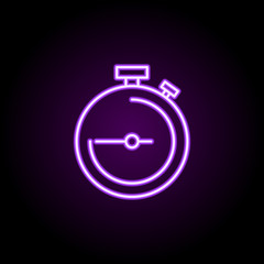 Poster - stopwatch neon icon. Elements of web set. Simple icon for websites, web design, mobile app, info graphics