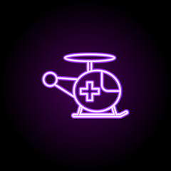 Poster - helicopter neon icon. Elements of web set. Simple icon for websites, web design, mobile app, info graphics
