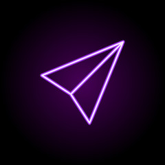 Poster - paper airplane neon icon. Elements of web set. Simple icon for websites, web design, mobile app, info graphics