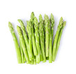 fresh asparagus isolated on white background. top view