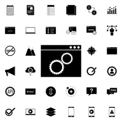 Aufkleber - browser settings icon. Universal set of web for website design and development, app development