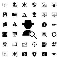 Aufkleber - agent and magnifier icon. Universal set of web for website design and development, app development