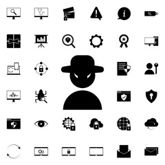 Poster - hacker icon. Universal set of web for website design and development, app development