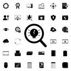 Aufkleber - search for ideas icon. Universal set of web for website design and development, app development
