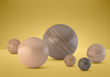 Fototapeta  - 3D model wooden ball. 3d render sphere of wood.