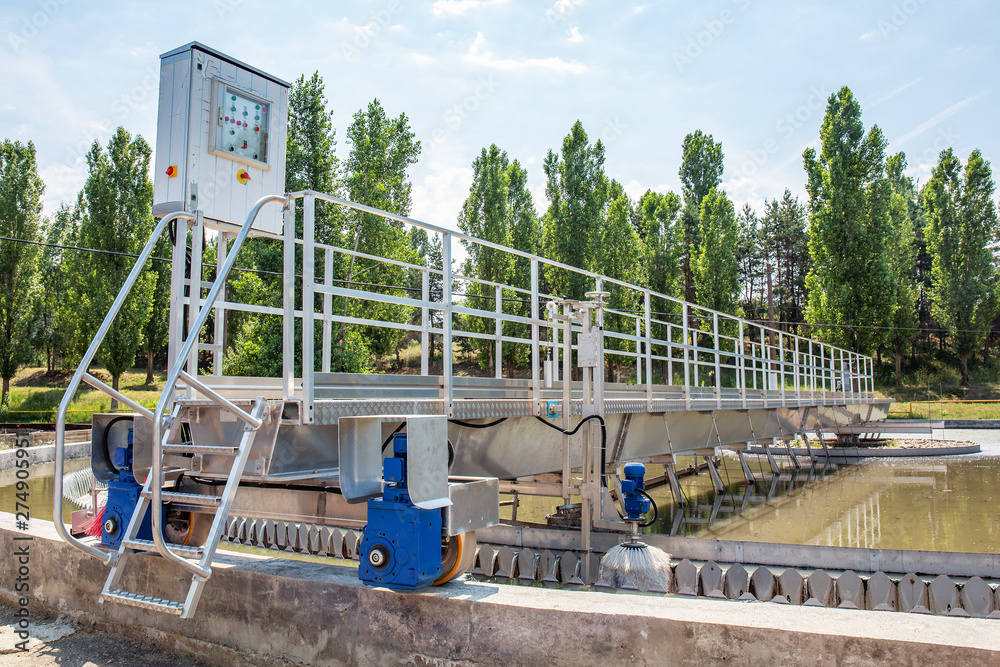 Modern urban wastewater and sewage treatment plant with aeration tanks ...