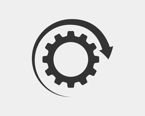 Metal gears and cogs vector. Gear icon flat design. Mechanism wheels logo. Cogwheel concept template.