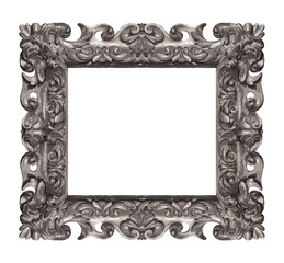 Silver frame for paintings, mirrors or photo isolated on white background