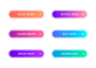 Poster - Set of modern material style buttons. Different gradient colors. Modern vector illustration flat style