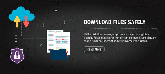 Wall Mural - download file safely banner internet with icons in vector.