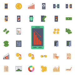 Aufkleber - Financial indicators in the phone icon. Universal set of banking for website design and development, app development
